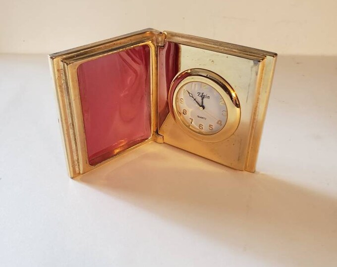Elgin Miniature Clock With Photo Frame. Etsy