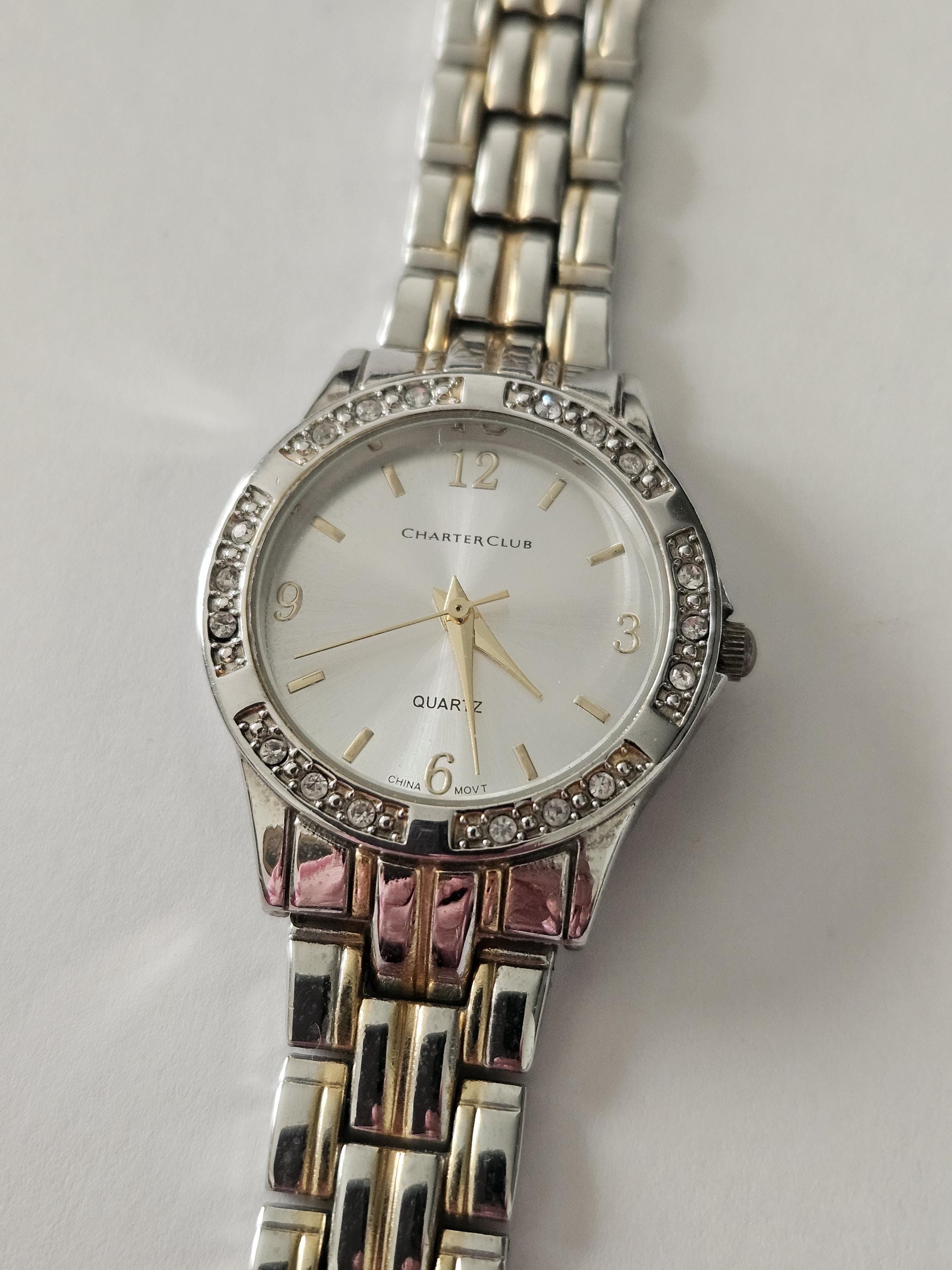 Vintage 90s working Charter Club watch with crystals CHARTER CLUB Two-Tone Crystal Bracelet Watch... | Depop main image 3
