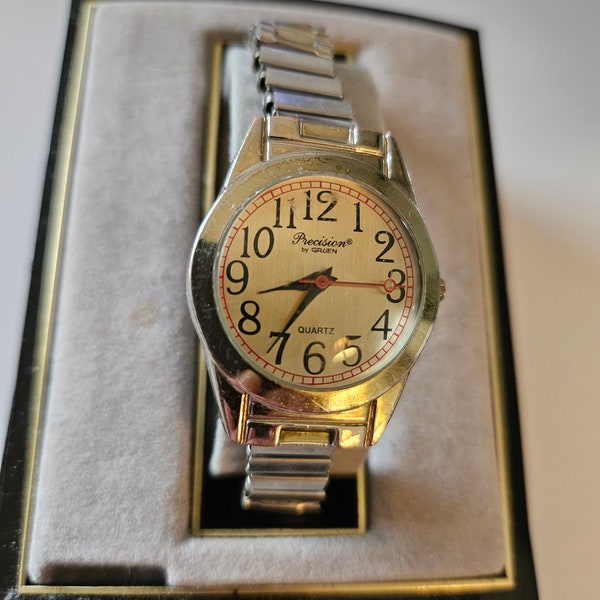 Ladies precision by Gruen Quartz watch with magnification lens