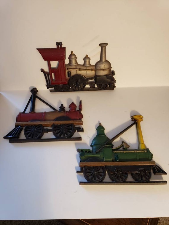 Vintage Sexton Cast Iron Trains Wall Decor 1969 Set of 3 Etsy