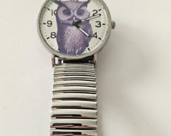 Unisex owl watch with expandable band