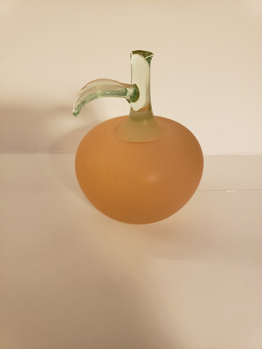 Frosted Pink Glass Art Apple With Green Glass Stem - Etsy