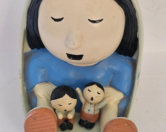 Navajo Pueblo Storyteller Hand-Painted Figurine 5.5" Tall Mother 2 Children 1993