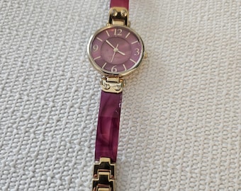 Anne Klein Womens Watch MOP Spider Web Dial Pink Strap Two Tone 100FT WR Spider Web Watch | eBay main image 2