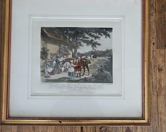 Fox Hunting Going Out lithograph  framed