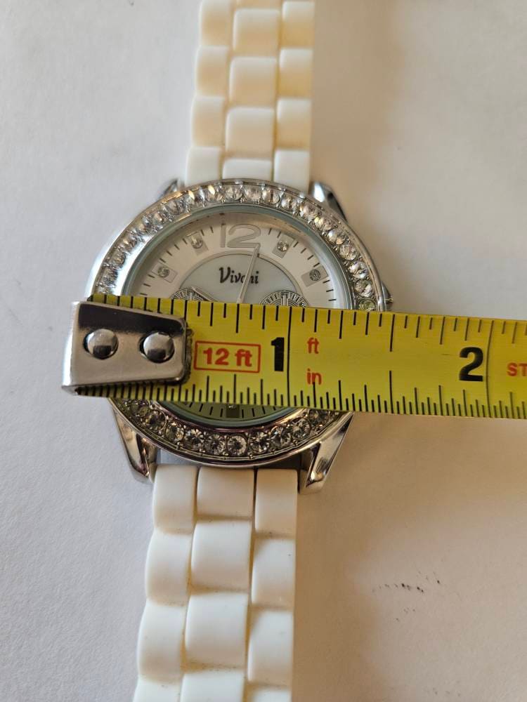 Vivani Watch White Buckle Band Silver Toned Round Face  display picture 1