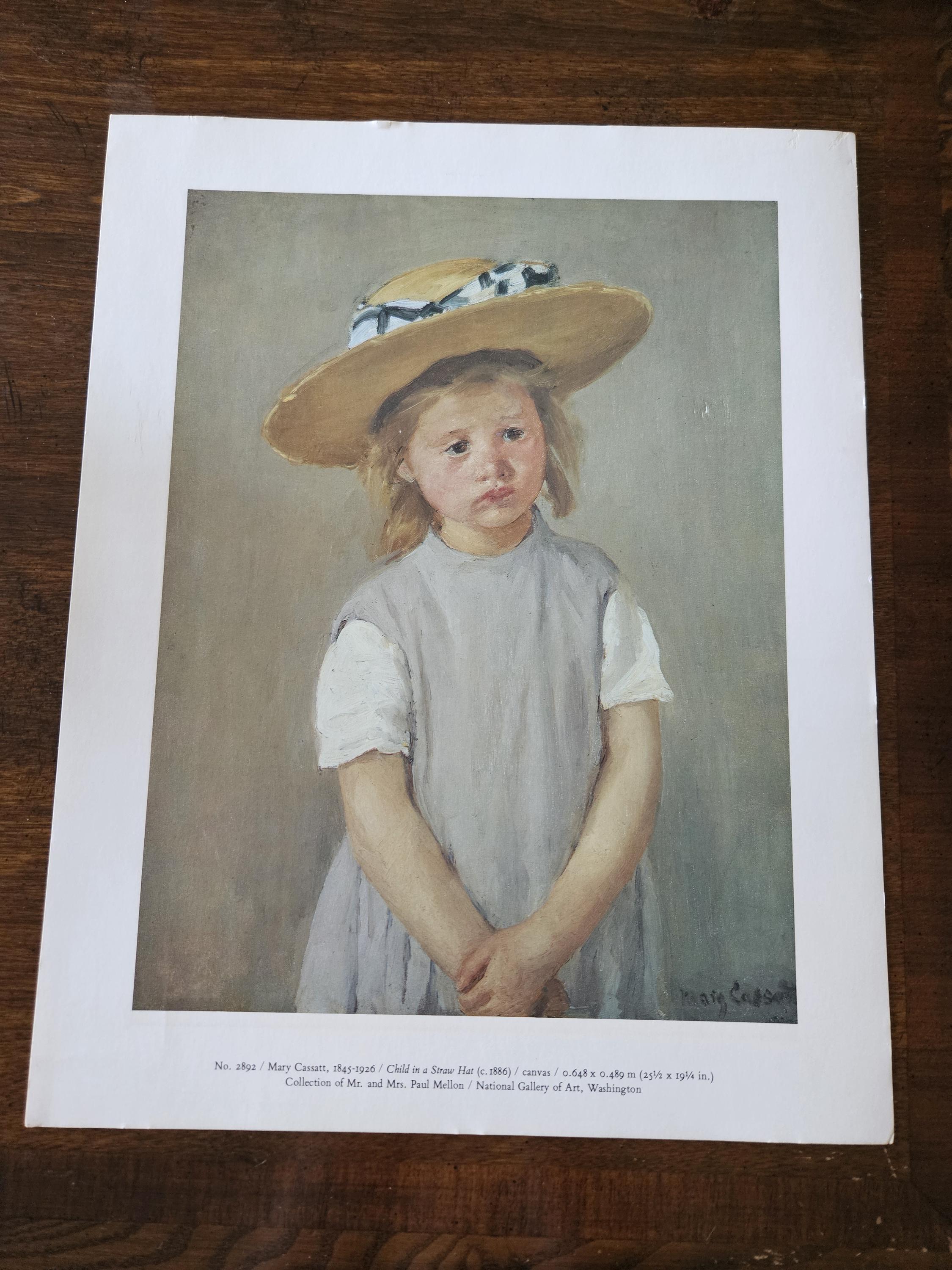 Child in a straw hat print by Mary Cassat