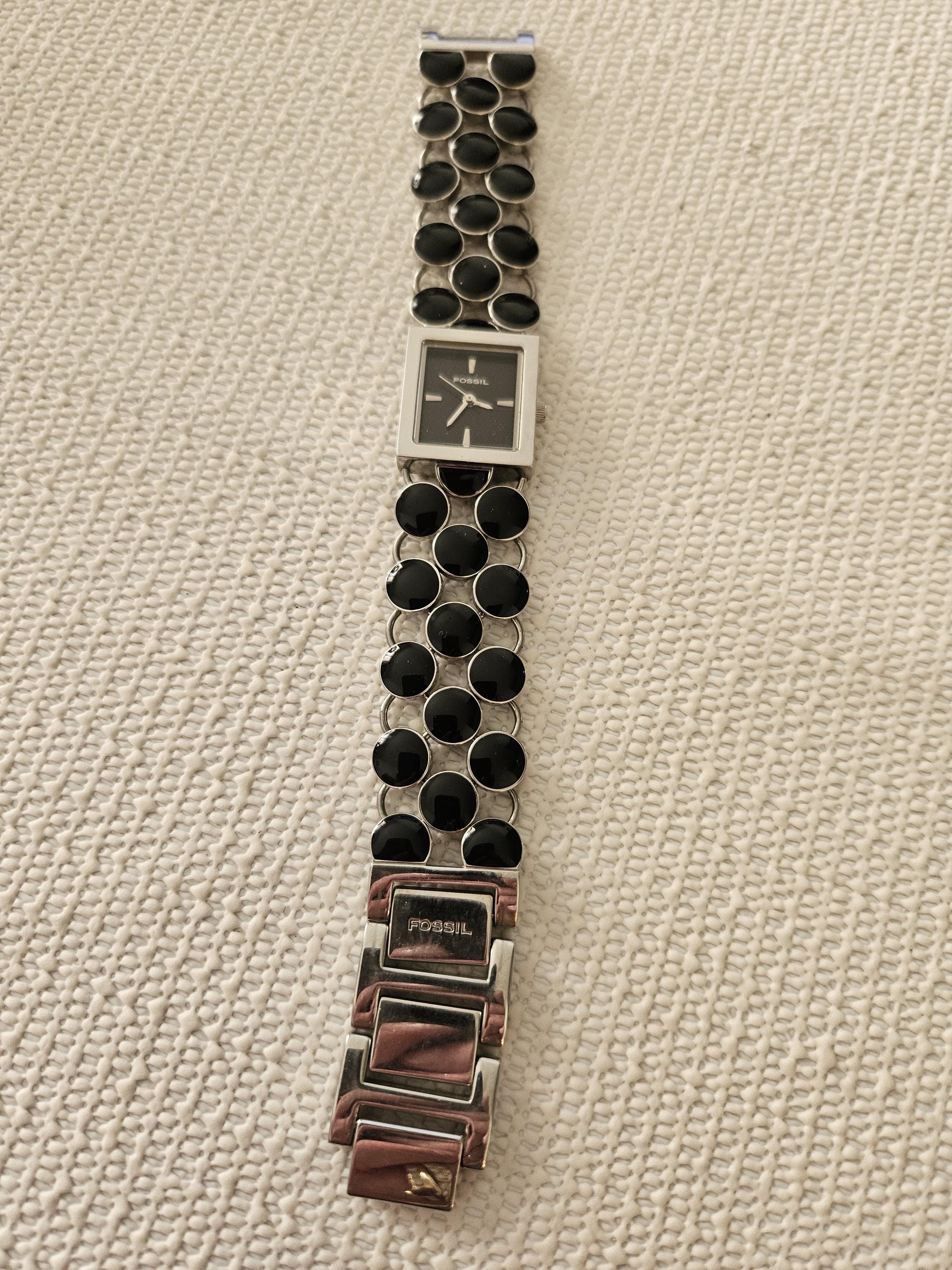 Fossil Black Enamel‎ Watch Womens Silver Tone Bracelet Working Fossil Watch Womens Silver Tone Stainless Steel Classic  main image 2