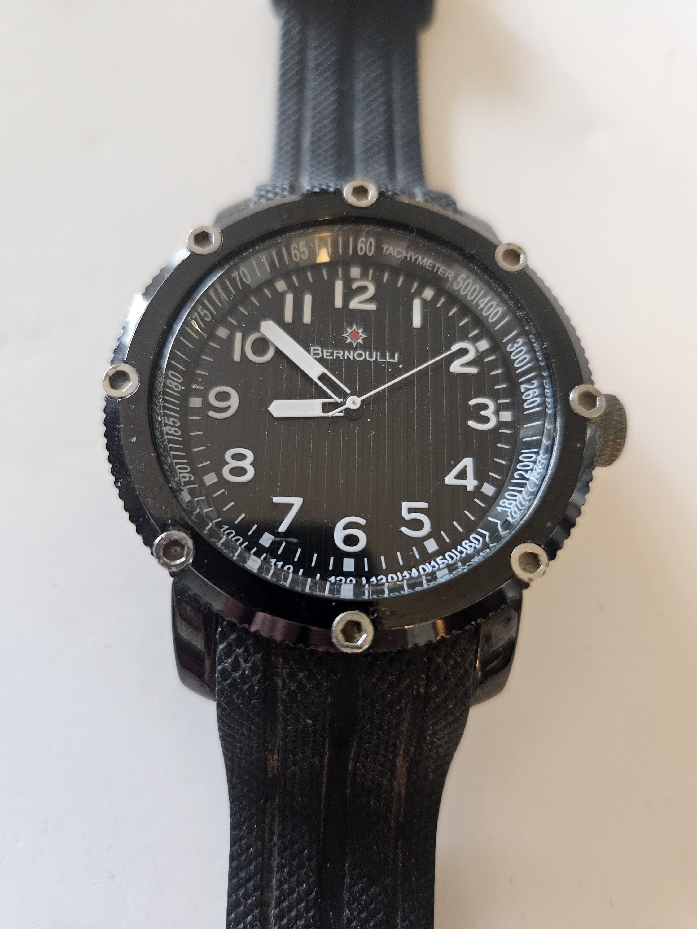 ❤️❤️❤️Bernoulli watch , leather NEW BERNOULLI IDENTITY MECHANICAL WATCH BLACK DIAL BROWN  main image 2