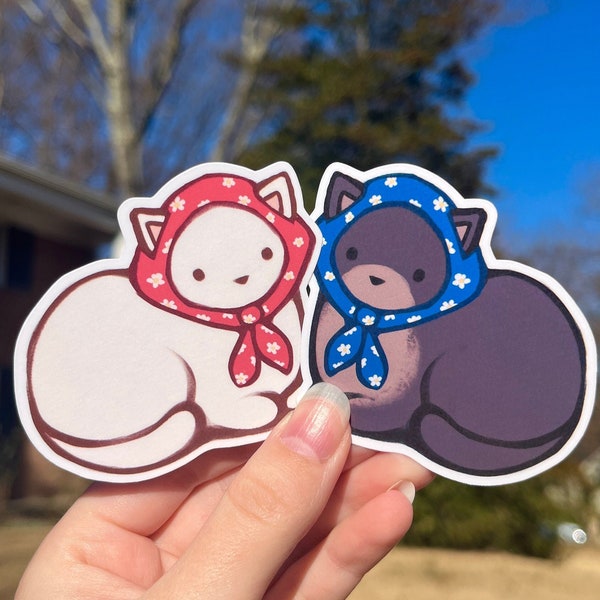 Babushka Cat Stickers | Cute Matching Kitty Decals | Partner Gifts | Friend Gift