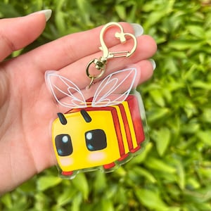 MC Blocky Bee Acrylic Keychain | Cute  Keychain | Video Game Charm | Gift for Gamers