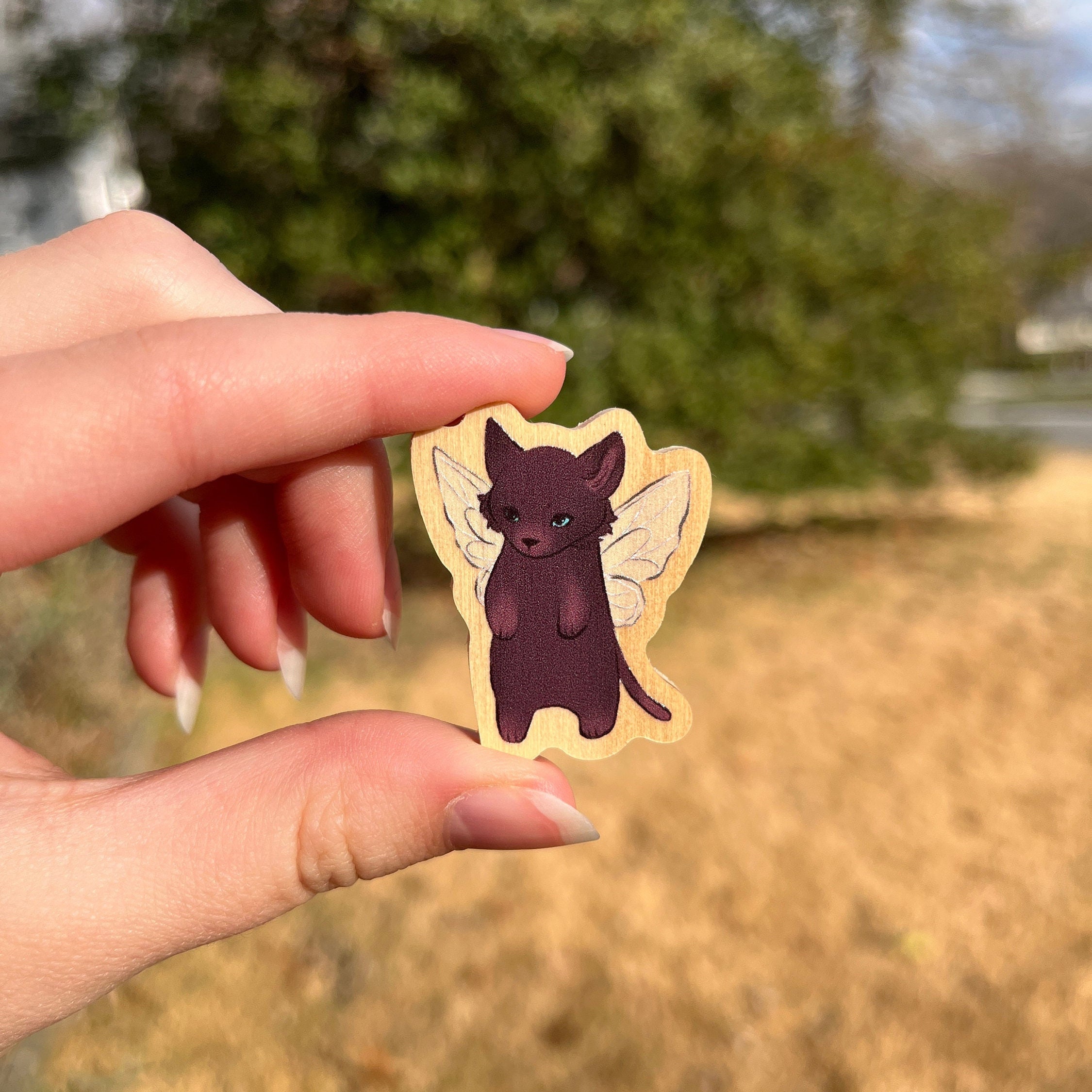 cute, pink fairy cat Pin for Sale by grace-baker