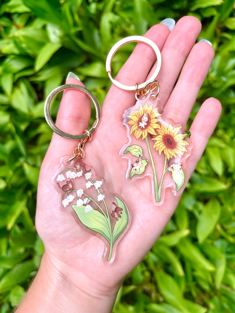 Flower Kitty Acrylic Keychains Lily of the Valley and Etsy