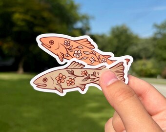 Floral Fish Vinyl Stickers | Water Resistant