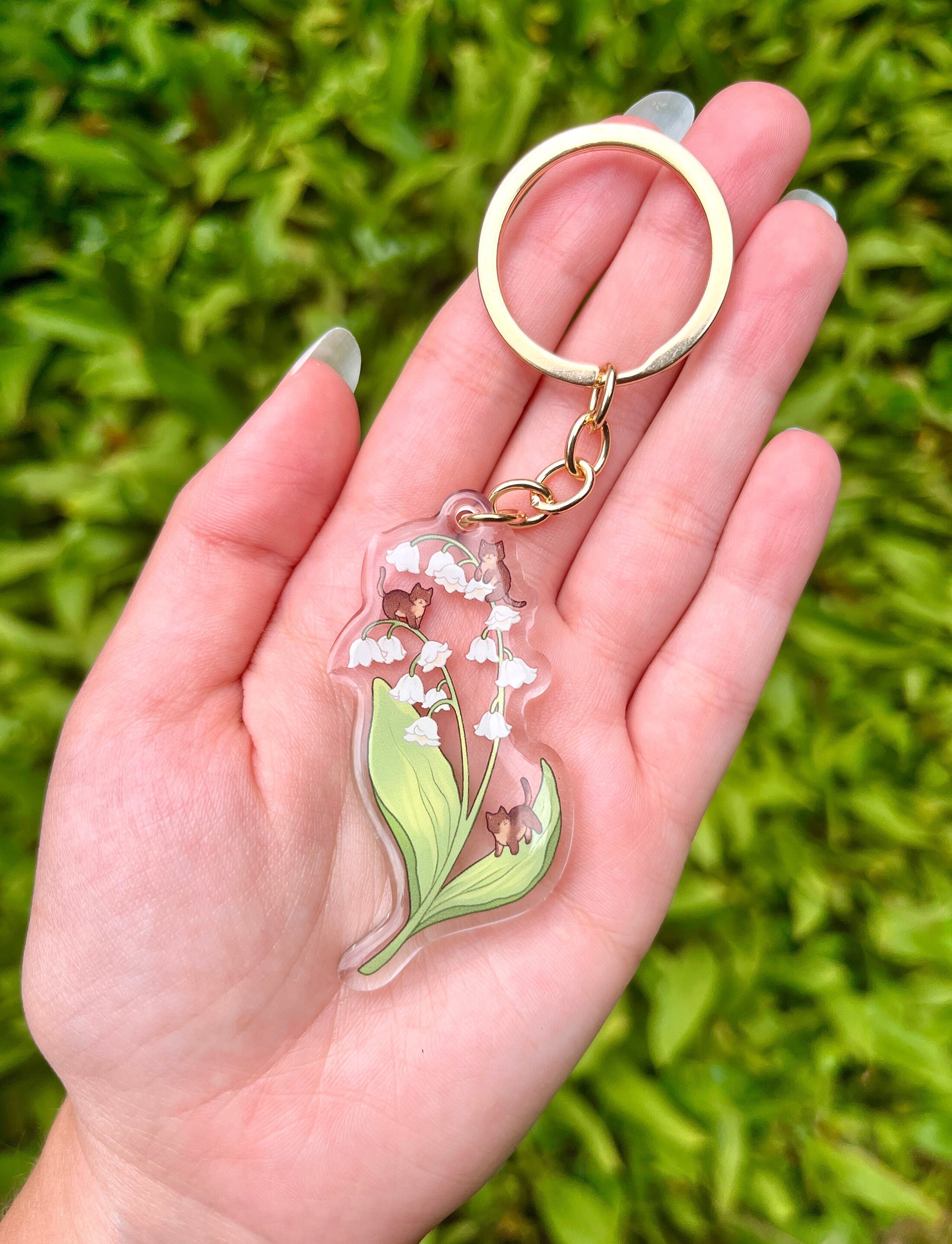 Flower Kitty Acrylic Keychains Lily of the Valley and Etsy