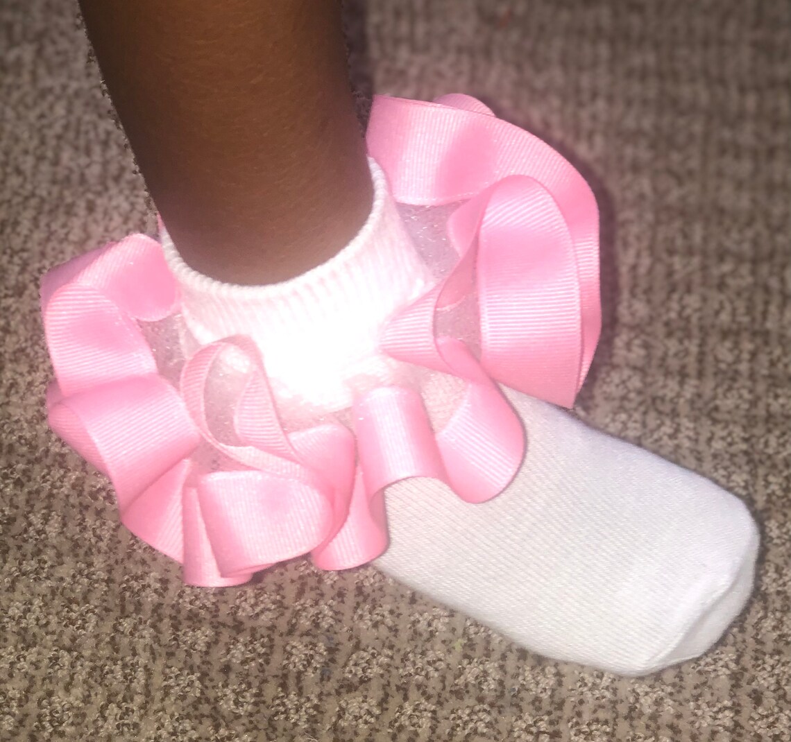 Ruffled Ribbon Anklets Ruffled Ribbon Socks Pageant Socks Etsy