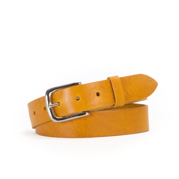 Mustard Yellow Leather Belt 1 1/4" Wide | Full Grain Leather Trouser Belt | 32mm | Womens Leather Belt | Mens Leather Belt