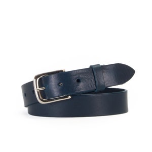 Navy Leather Belt 1 1/4" Wide | Full Grain Leather Trouser Belt | 32mm | Womens Leather Belt | Mens Leather Belt
