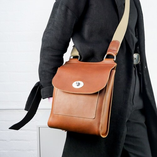 Tan Leather Crossbody Bag Soft Leather Messenger Veg Tan Etsy Canada
