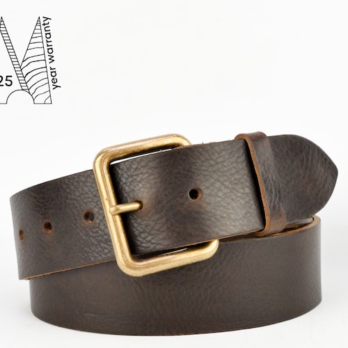 Classic Brown Leather Belt 1 3/4" Wide | Brown Full Grain Leather Belt | 44mm Wide | Brown Leather Belt for Jeans