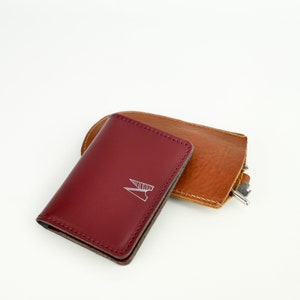 Burgundy Leather Card Holder // Handmade Leather Shirt Wallet // Personalised Card Holder// Leather Travel Card Wallet // Chroma