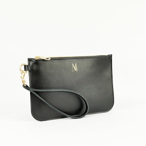 Bolso de mano de piel negra hecho a mano // Bolso de mano de piel italiana suave // Roam