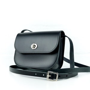 Black Leather Crossbody Bag Small Black Leather Satchel Handbag