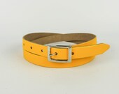 Leather Belt Handmade Bright Yellow 3 4 quot Ladies 20mm Real Leather Skinny Belt