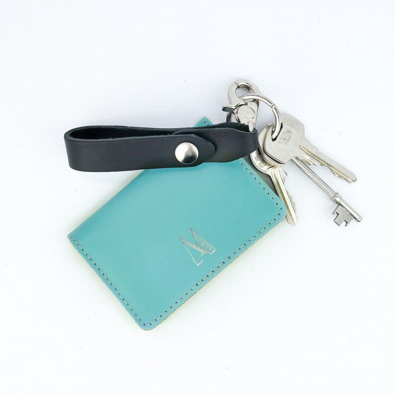 Handmade Sky Blue Card Holder // Personalised Leather Wallet Etsy
