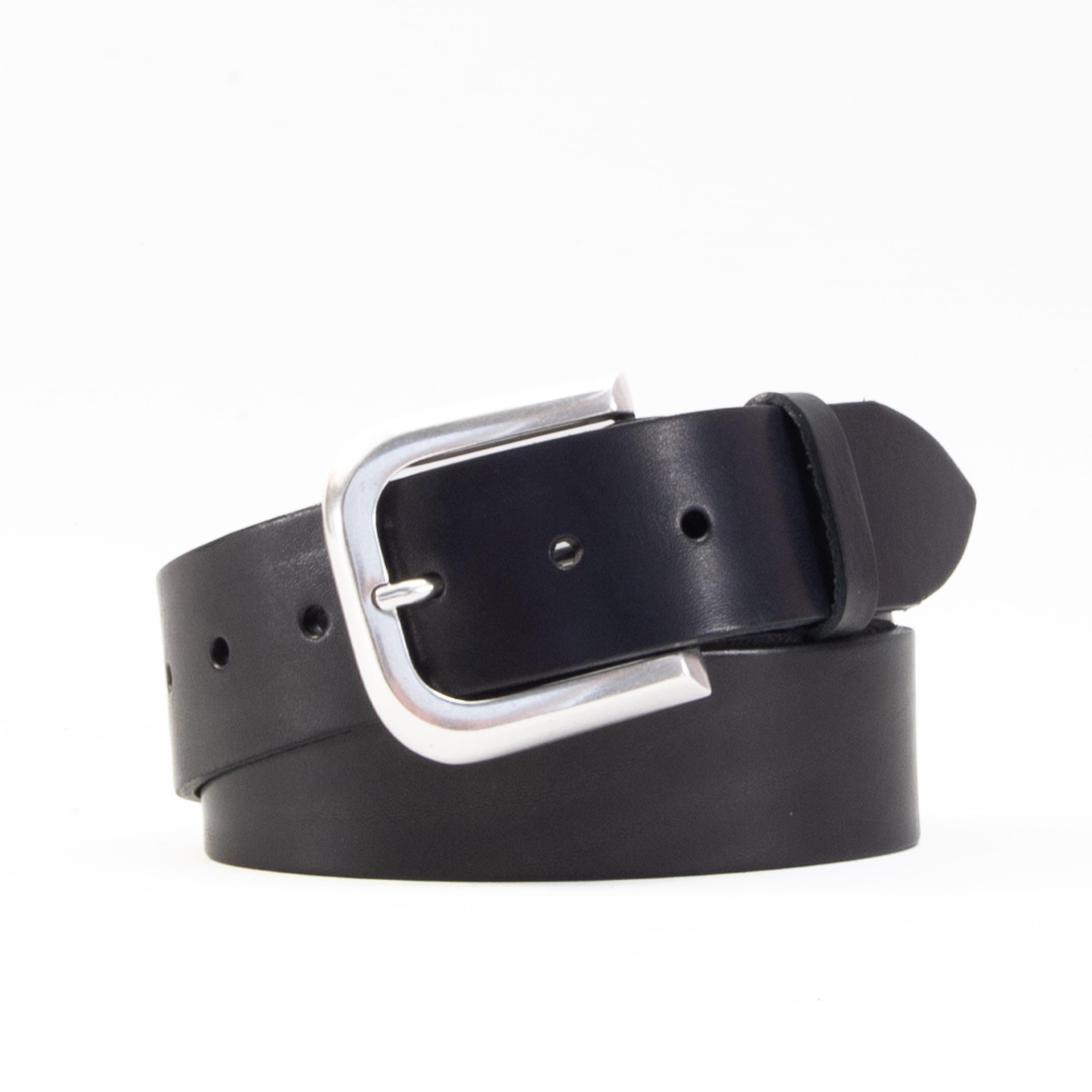 Handmade Wide Black Leather Belt, Full Grain Italian Veg Tan  display picture 2