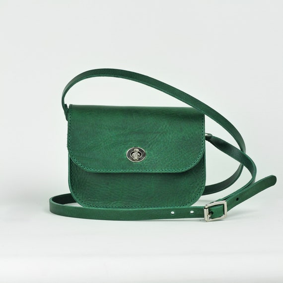 Green Leather Bag Satchel Bag Mini Leather Messenger 