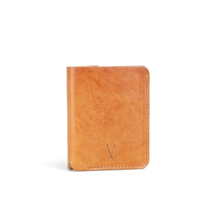 Beige Leder Geldbörse | Schlanke Leder Geldbörse | Nachhaltige Leder Bifold Brieftasche | Geldbörse für Bargeld und Karten