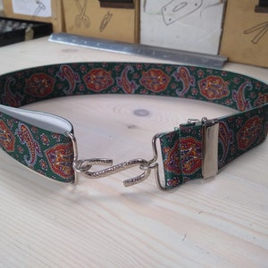 Green Paisley Elasticated Belt | Unisex Elastic Snake Belt S-Belt