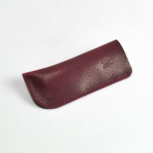 Étui à lunettes en cuir bordeaux | Pochette pour lunettes de soleil | Porte-lunettes en cuir | Collection Missouri