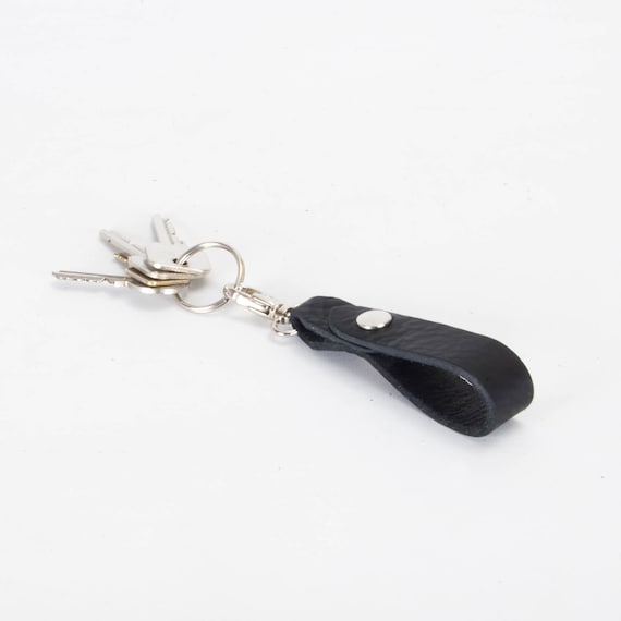 Black leather key ring deals