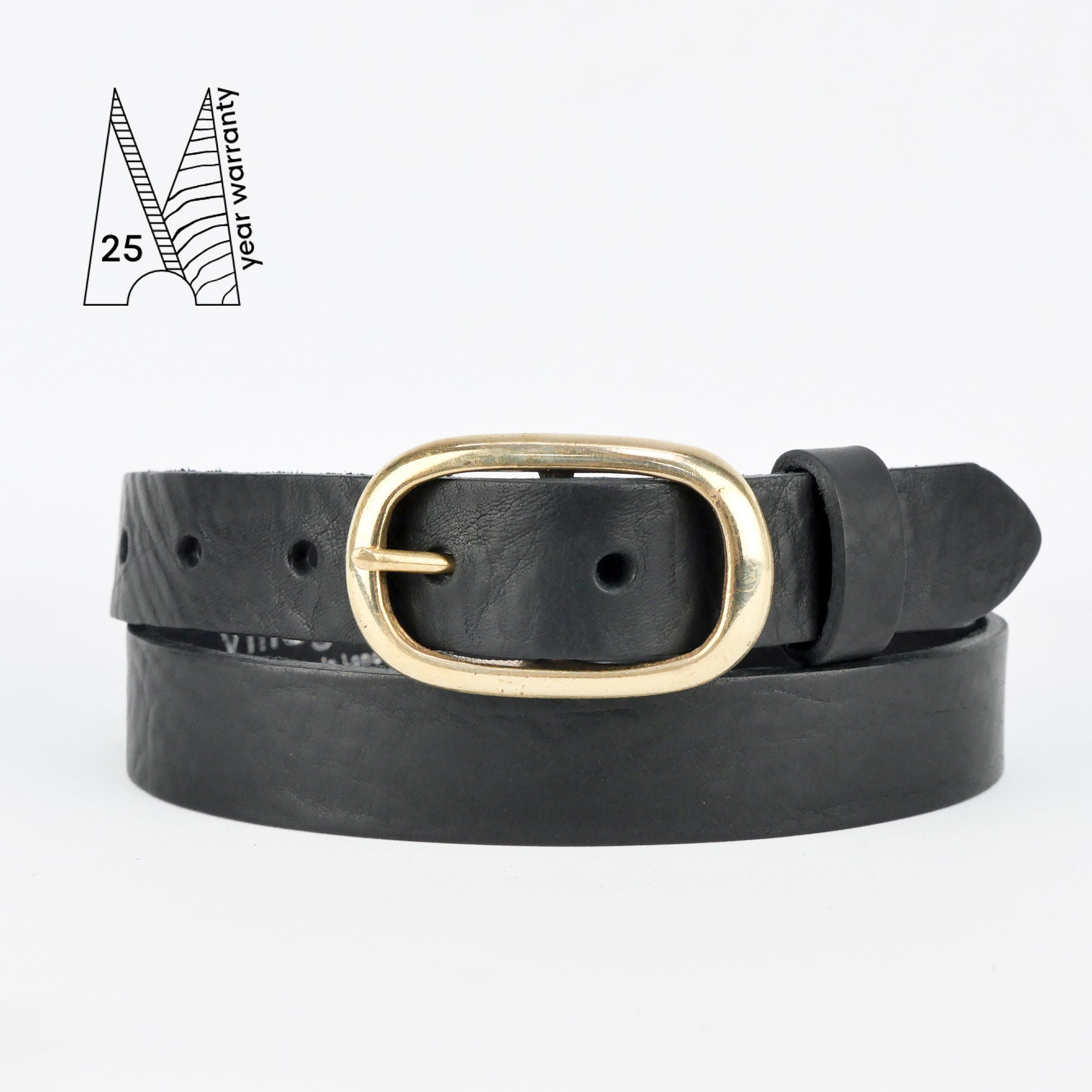 Black Pebble Leather Strap - 1 inch (25mm) Wide - Choose Length