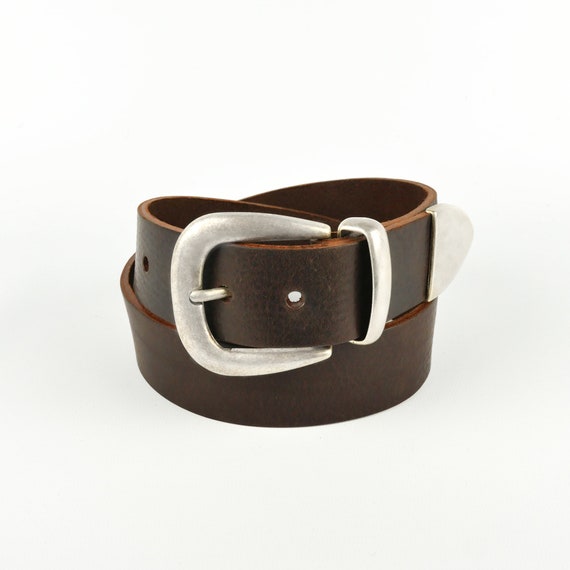 Brown Leather Cowboy Belt // Silver Tipped Belt // Womens Belt | Etsy