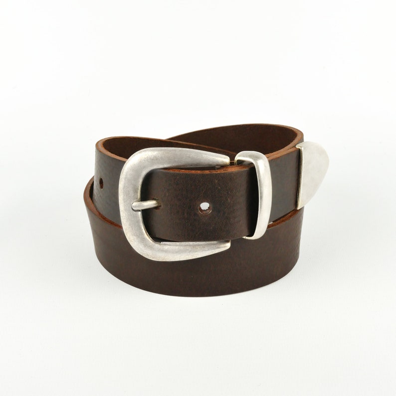 Brown Leather Cowboy Belt // Silver Tipped Belt // Womens Belt Etsy