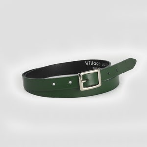 Leather Belt Handmade Green 3/4&quot; // Ladies 20mm Real Leather British Racing Green Skinny Belt