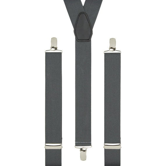 Men's Plain Dark Grey Trouser Braces Unisex Elastic Clip on Braces Novelty  Hipster Trouser Suspenders for Men 