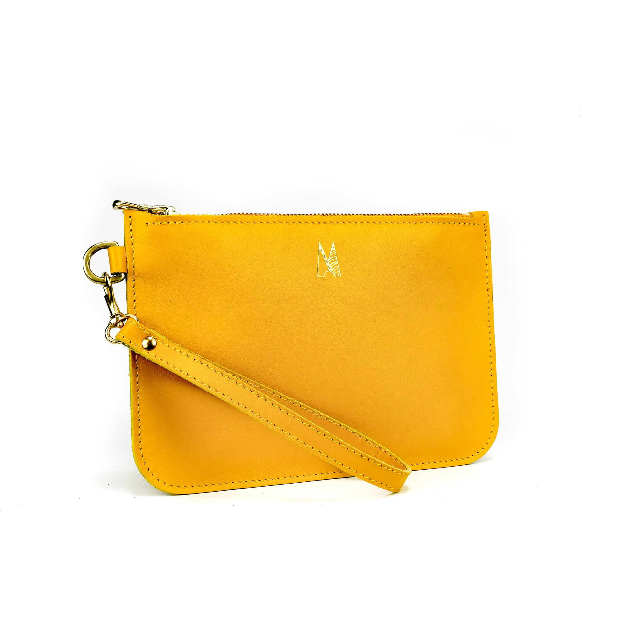 Yellow Leather Clutch Bag Handmade // Soft Italian Leather - Etsy