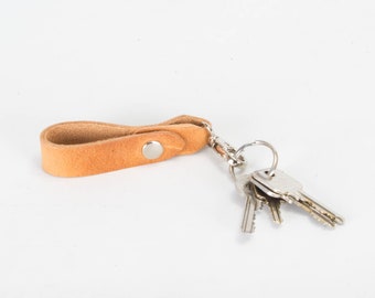 Tan Leather Key Holder for Belt | Quick Release Leather Key Ring with Snap Fastener | Full grain Vegetable Tanned Leather