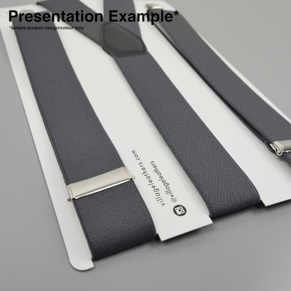 Bretelle Elastiche A Clip Village Leathers Grigio E Bianco – Fatte A Mano Londra, Jazz