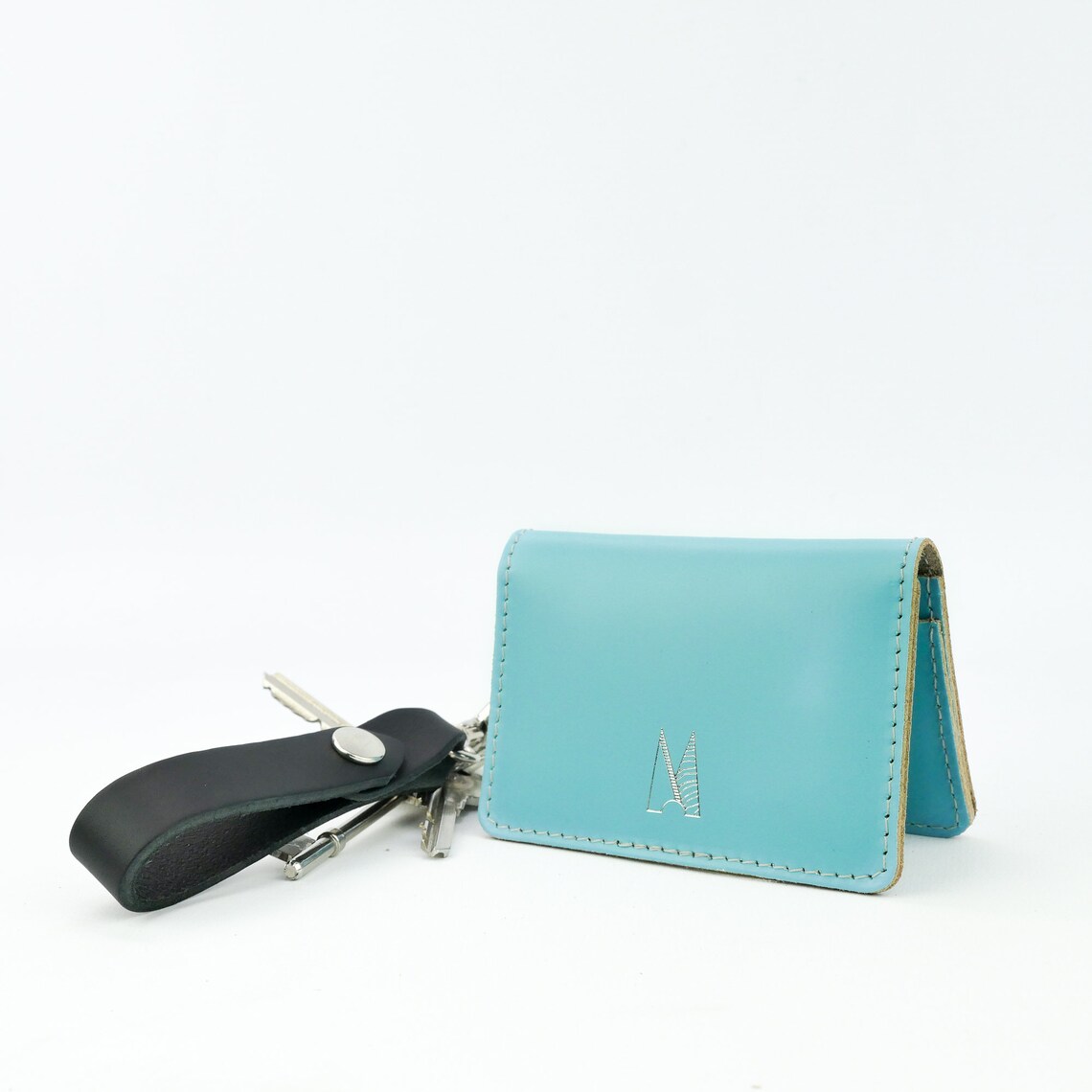 Handmade Sky Blue Card Holder // Personalised Leather Wallet Etsy