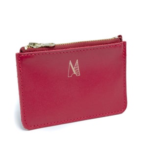 Rotes Leder handgemachte Zip Geldbörse / / kleine und weiche Karte Münze Geldbörse / / Roam