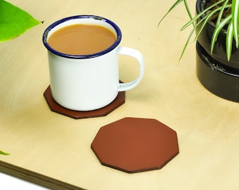 Tan Leather Coasters  // Personalised Drinks Mats