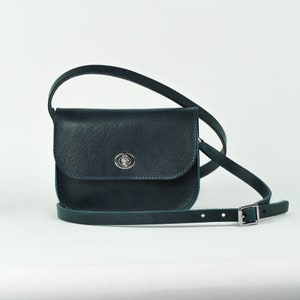 Sac à main bandoulière en cuir bleu marine | Sacoche en cuir bleue | Petit sac à bandoulière en cuir | Collection Missouri