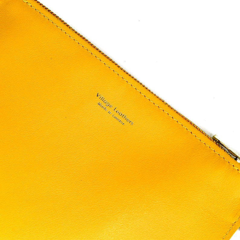 Yellow Leather Clutch Bag Handmade // Soft Italian Leather Wristlet // Roam image 4