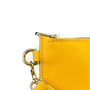 Yellow Leather Clutch Bag Handmade // Soft Italian Leather Wristlet // Roam image 2