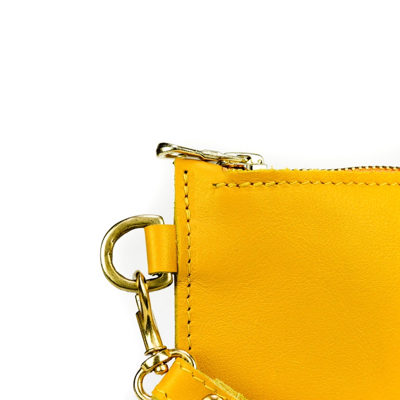 Yellow Leather Clutch Bag Handmade // Soft Italian Leather Wristlet // Roam image 2